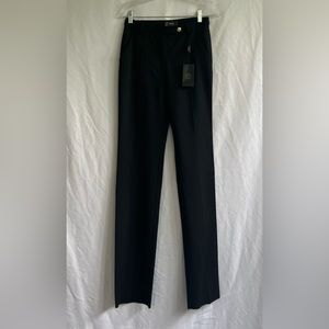 Versace black crape pants, unhemmed. Size 4.